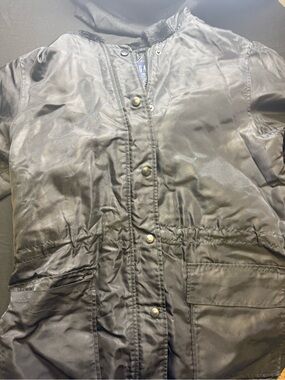 GAP Black Bomber-Style Snap-Front Short Coat